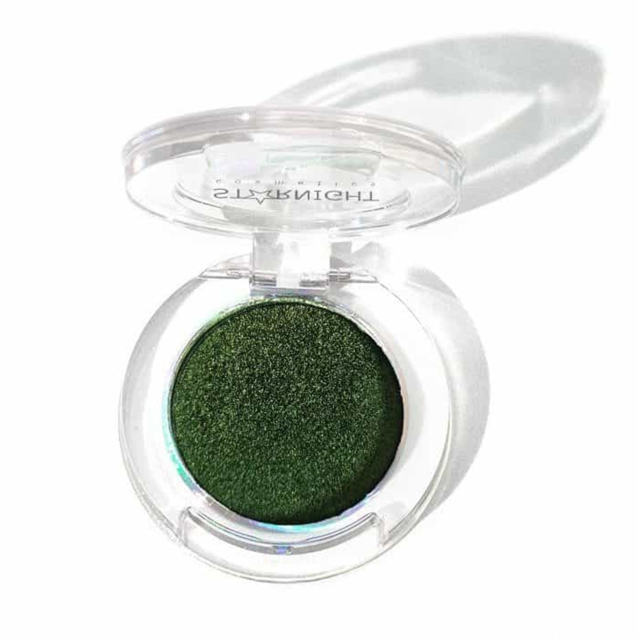 Eyeshadow compact with green eyeshadow and clear plastic case, STARNIGHT logo visible