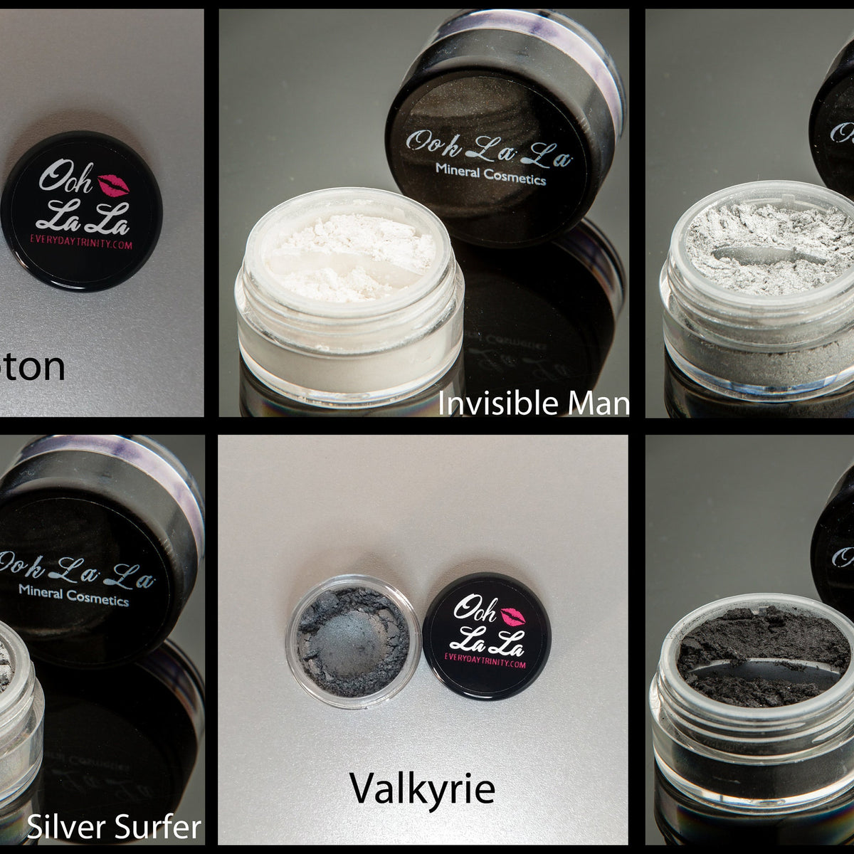 Main product view of Natural Vegan Mineral Eye Shadow - White Silver  Black - 10g Jar Gluten-Free Cru