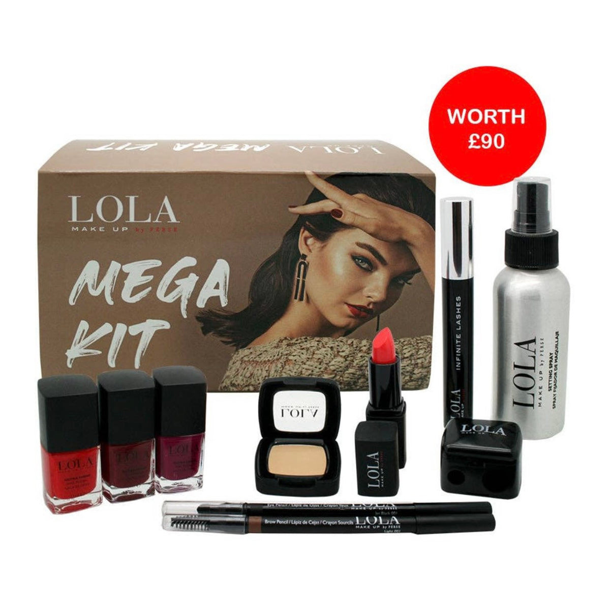 Luxury makeup gift box featuring a sleek black case with gold trim, showcasing an array of shimmering eyeshadow pans in rich jewel tones