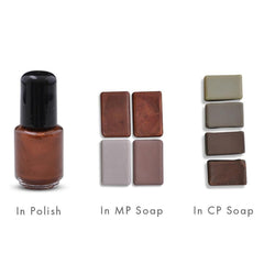 Close-up of rich dark maroon mica powder with metallic shimmer in a cosmetic jar