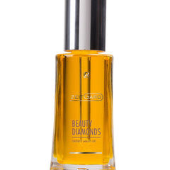 Facial oil bottle with silver cap, amber liquid, and "ZEITGARD" text