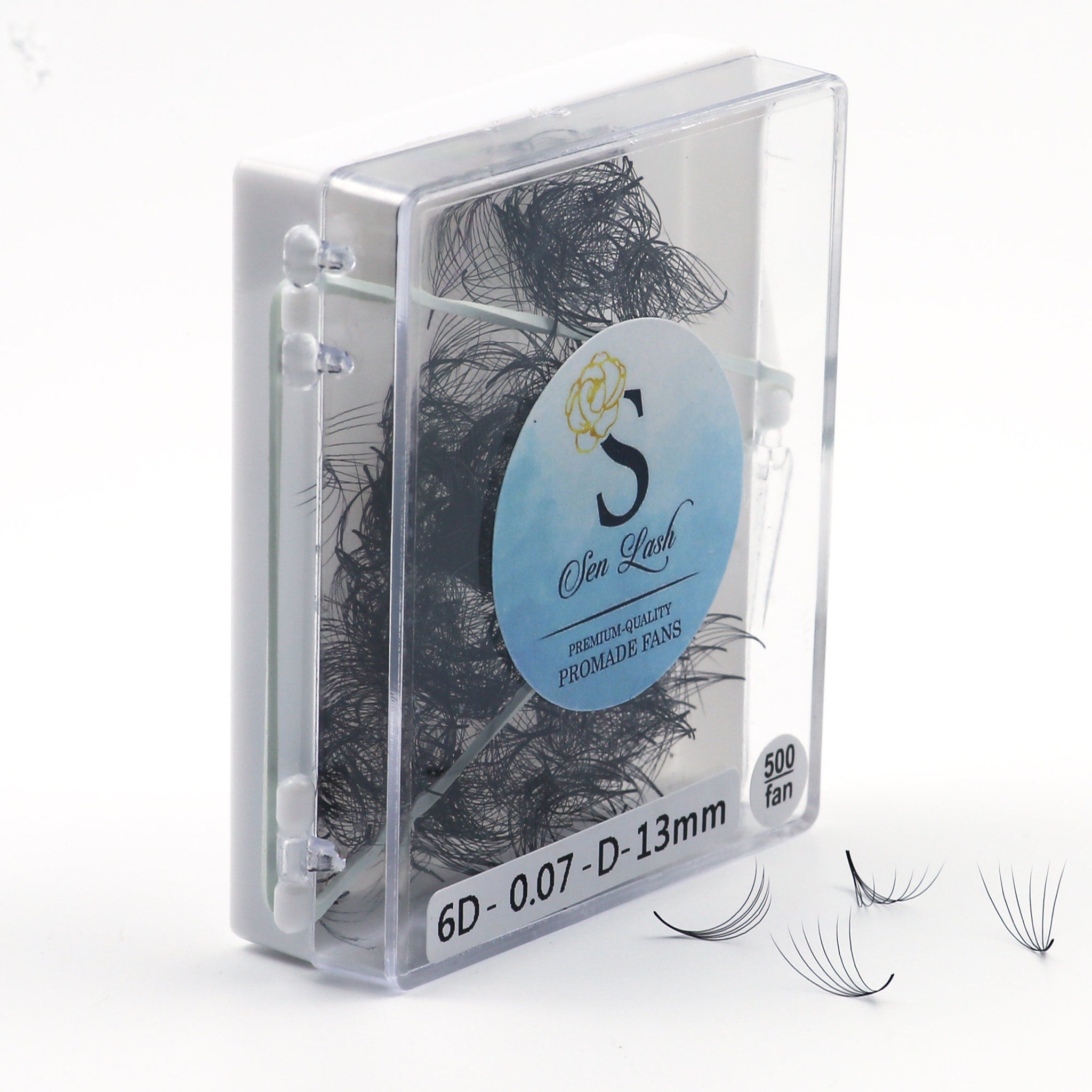 False eyelashes, black synthetic fans, in clear plastic case, Sen Lash brand