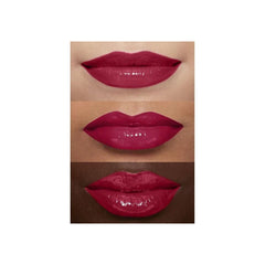 Lip gloss in red with glossy finish on different skin tones, for lip application