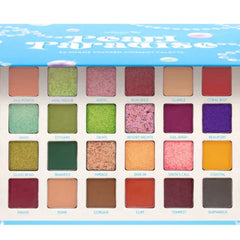 Side view of Pearl Paradise Eyeshadow Palette showing compact size and pastel pink case with pearlized finish