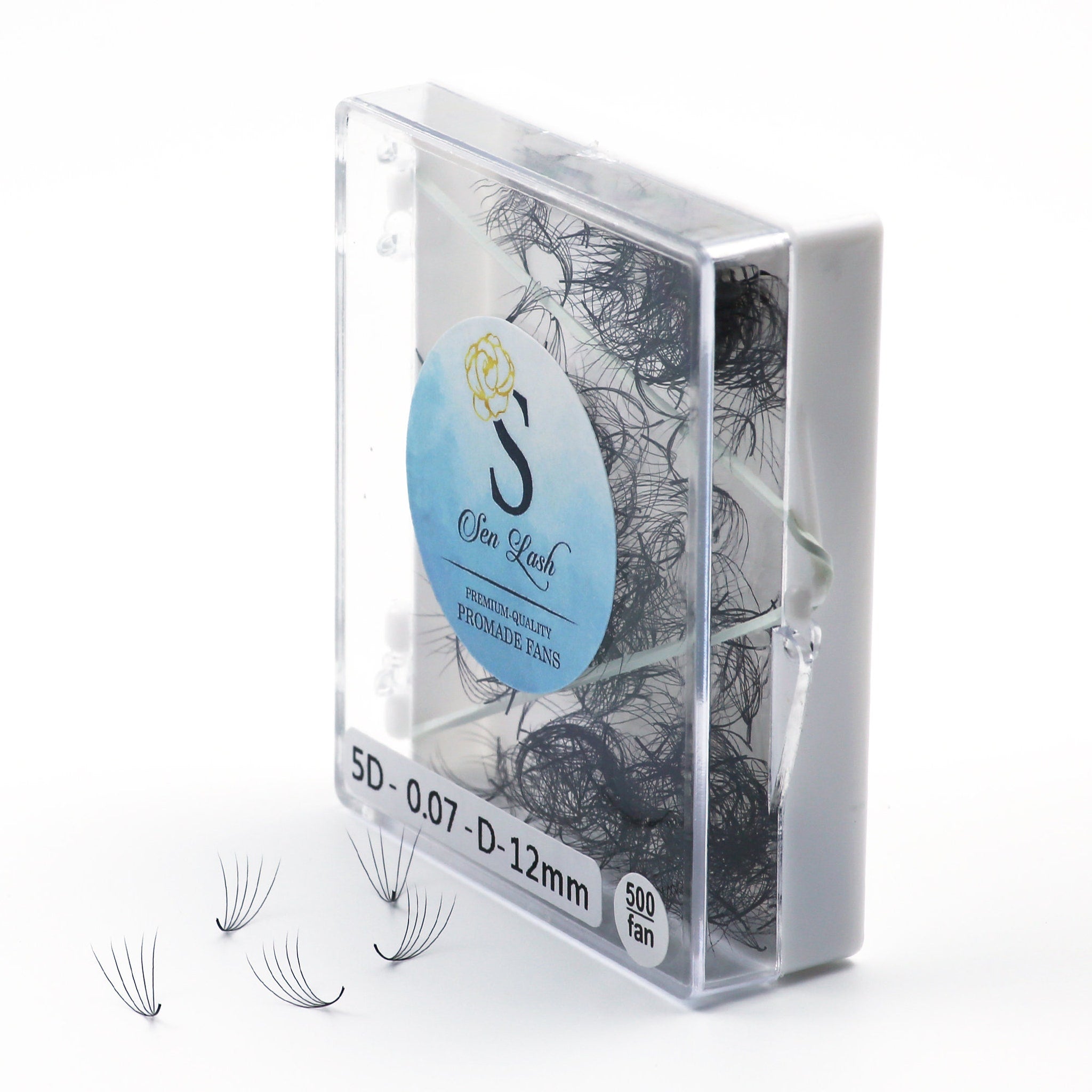 Promade eyelash extensions in black, with clear plastic case, and Sea Lash branding visible