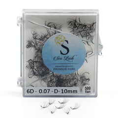 Promade fans in clear plastic case with black lashes and Sen Lash branding