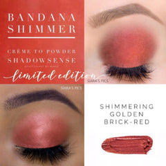 Close-up of Bandana Shimmer ShadowSense cream to powder eyeshadow with metallic bronze finish in compact case