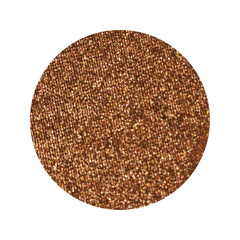 Eye shadow pan, shimmery rusty orange-brown color with gold flecks, circular shape