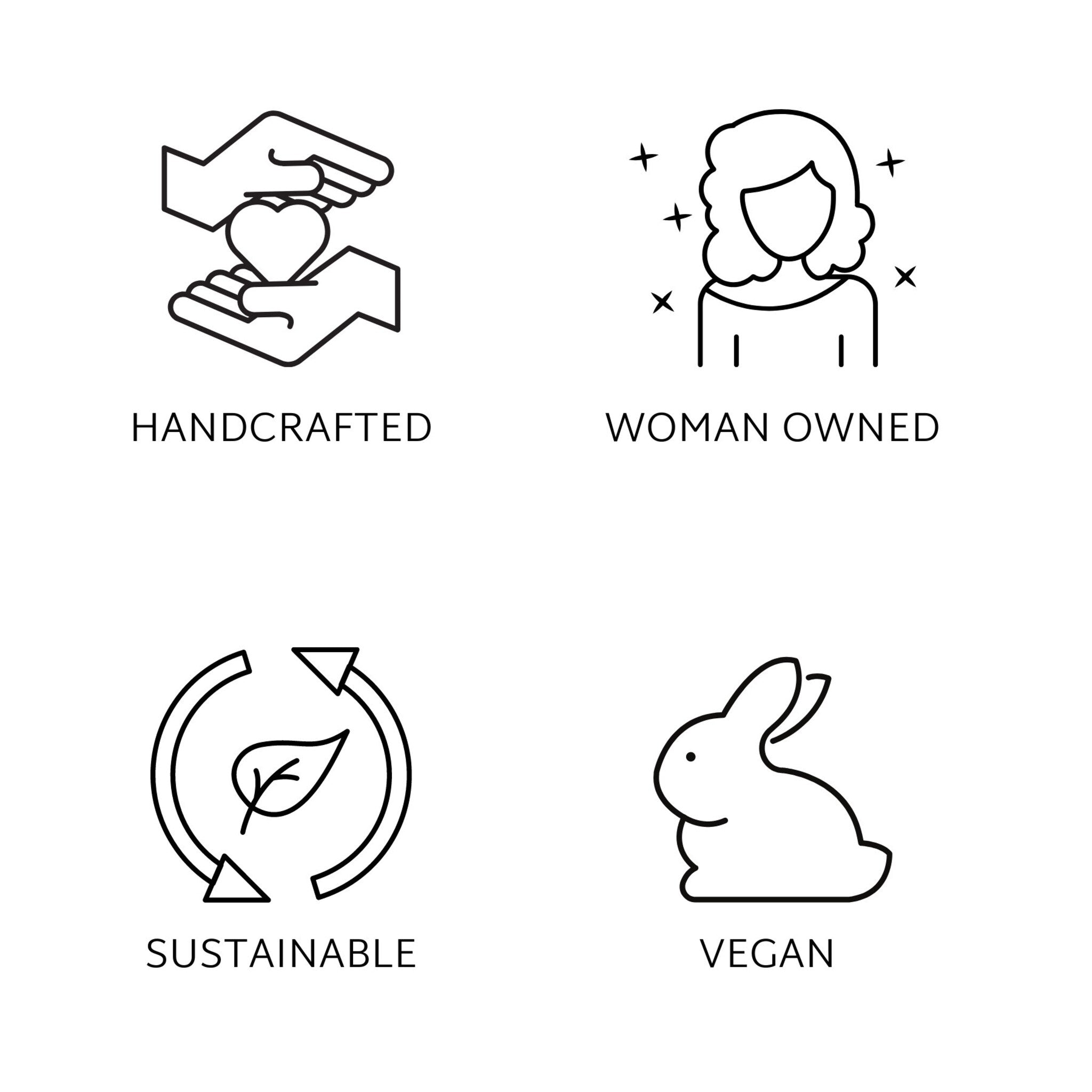 Handcrafted icon with hands holding heart, black line art, white background