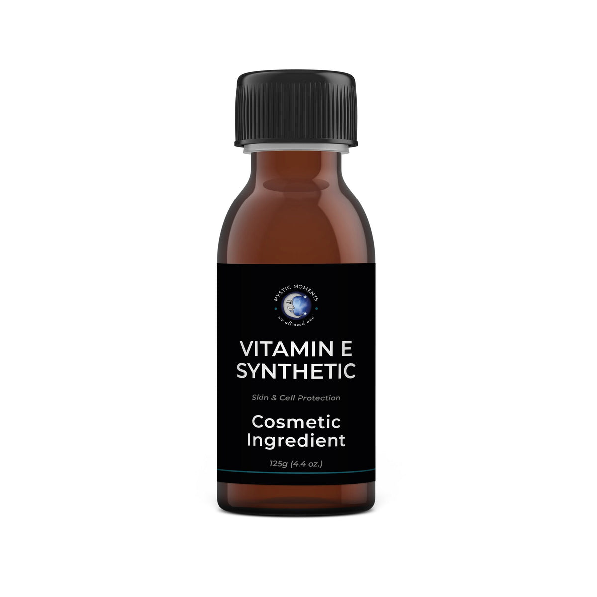 Amber glass dropper bottle of vitamin E serum with gold cap and minimalist label, showcasing skincare product
