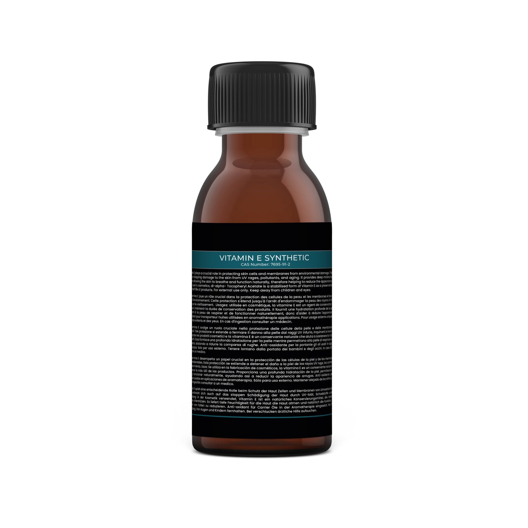 Close-up of golden vitamin E serum with dropper, showcasing its smooth, luminous texture against clean skin.