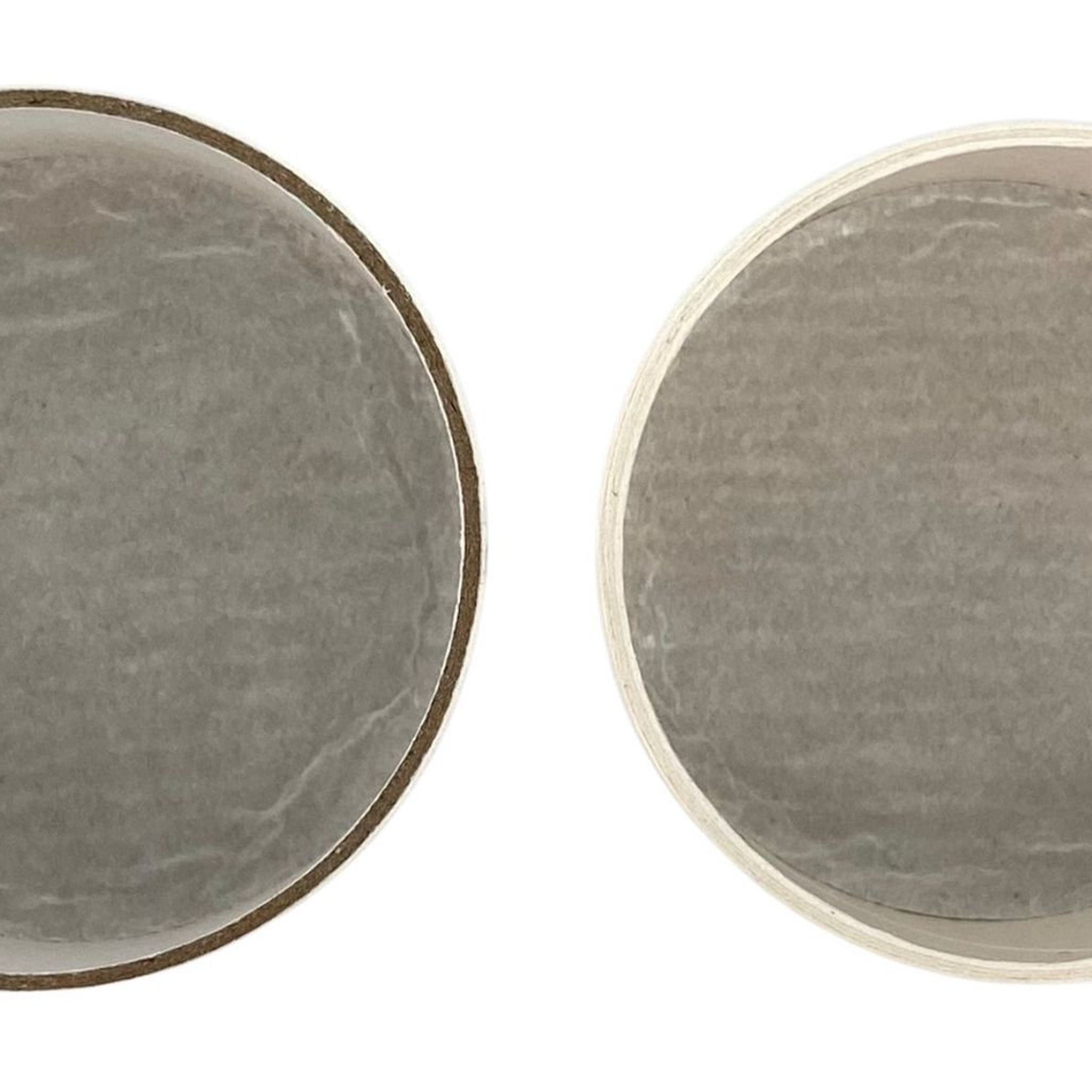 Round gray paper texture with brown and white trim, isolated on white background