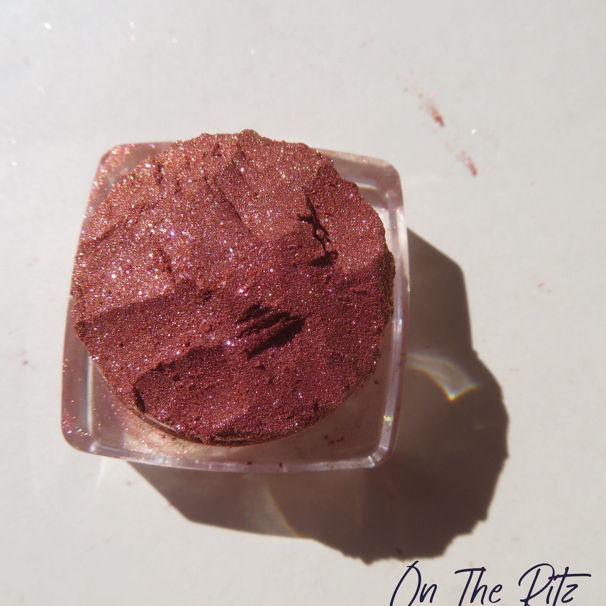 Additional view of Vegan Mineral Eye Shadow - Shimmering Orange Pink Gold Loose Pigment Carmine  Cr
