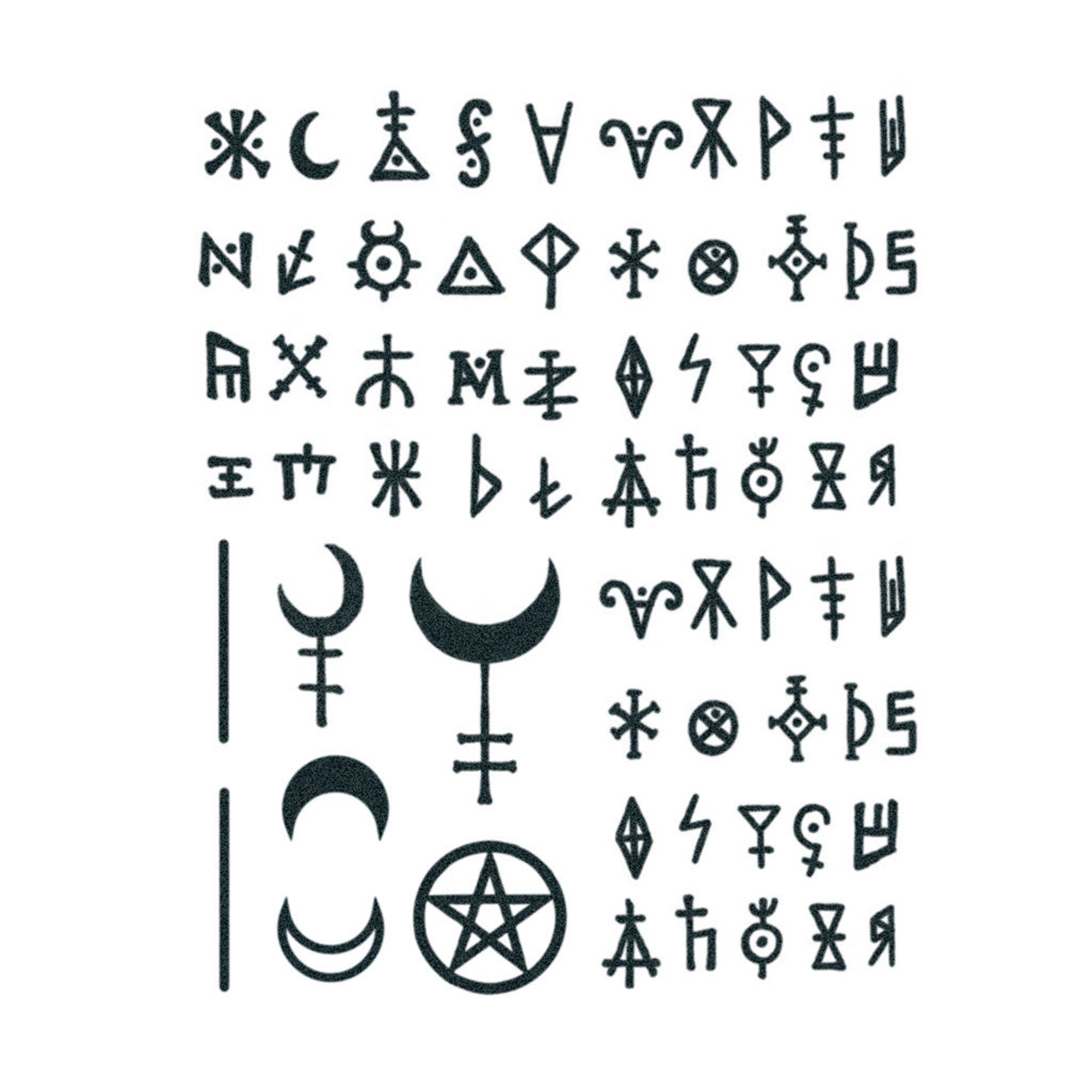 Alternative angle of Witchcraft Temporary Face Tattoos Set  Wiccan  Halloween Skin-Friendly Designs