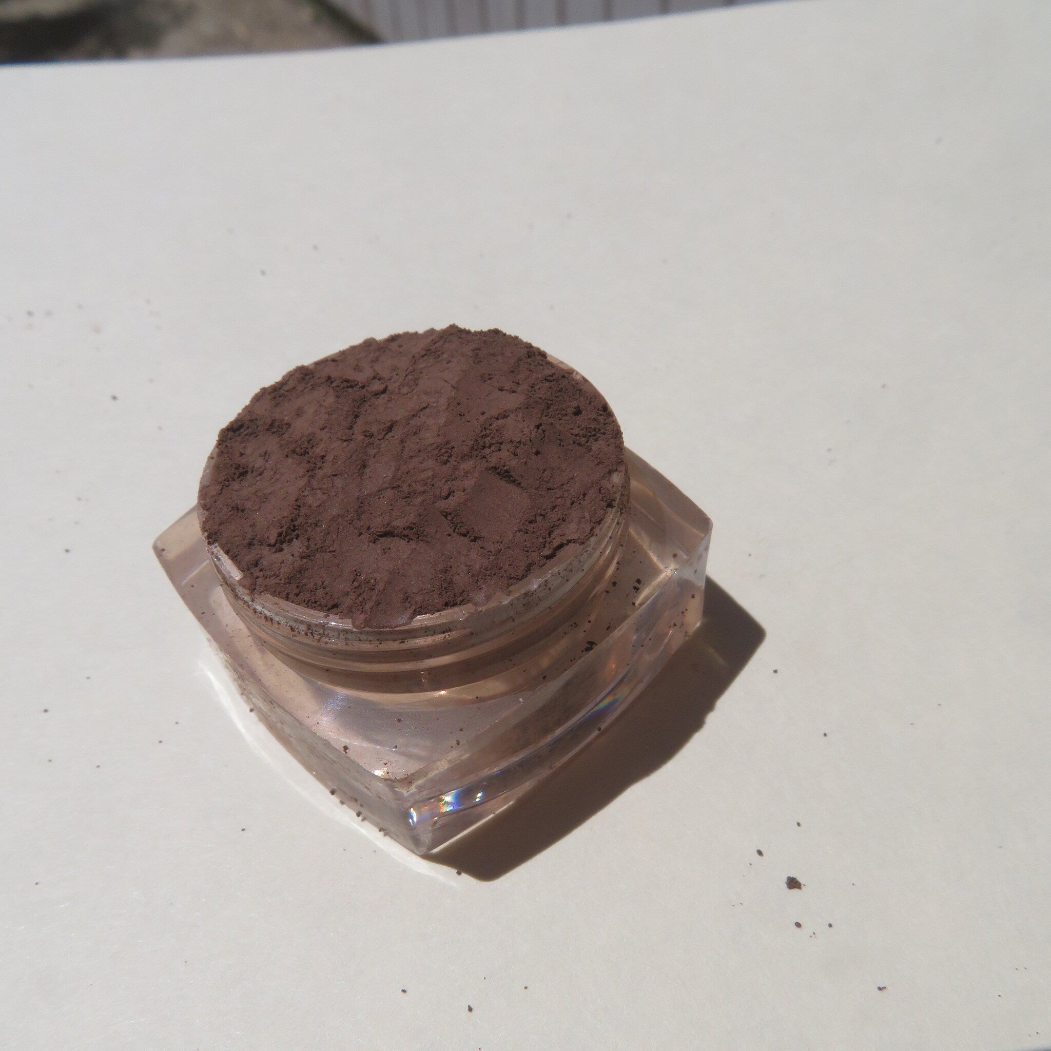Alternative angle of Matte Dark Brown Mineral Eyeshadow - Cafe Noir Vegan Loose Powder Pigment Cruelt