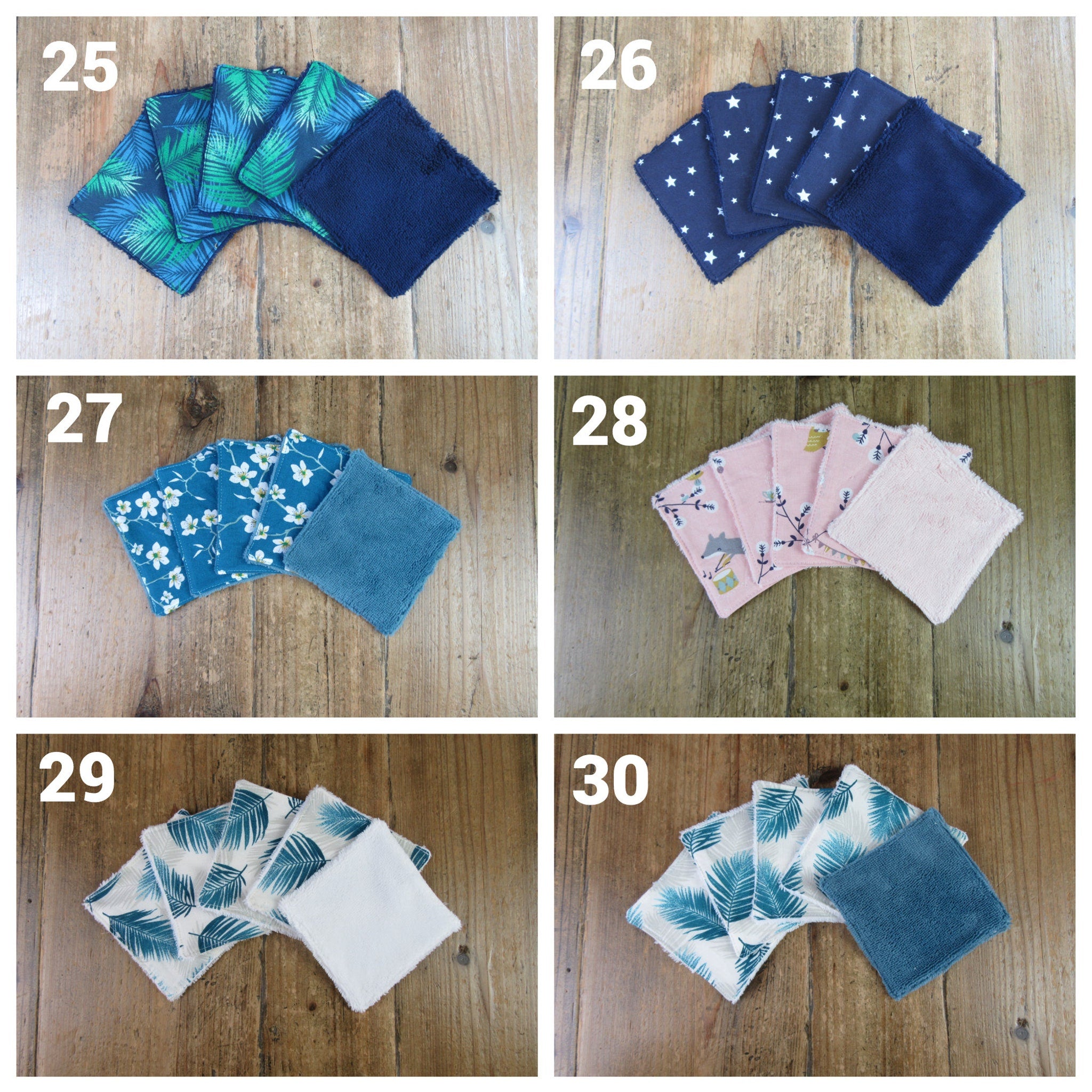 Side view of bamboo makeup remover wipes in a cotton pouch, showing texture and layered stack