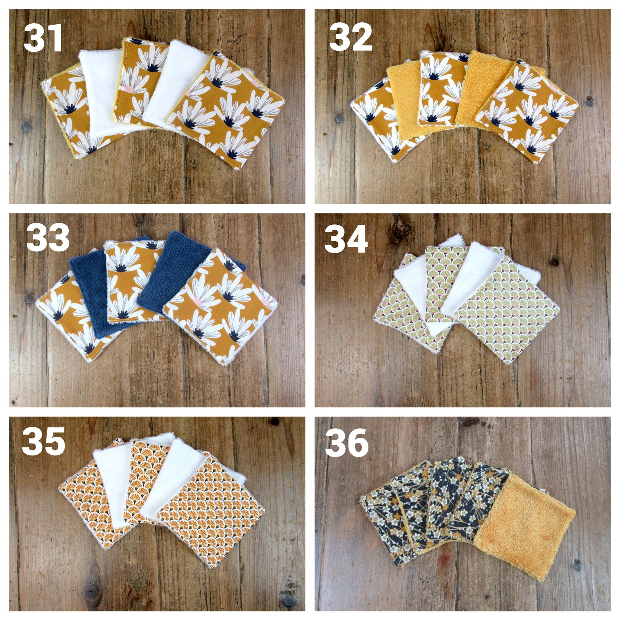 Stacked bamboo and cotton makeup remover wipes in assorted sizes with a beige pouch, showcasing sustainable skincare essentials