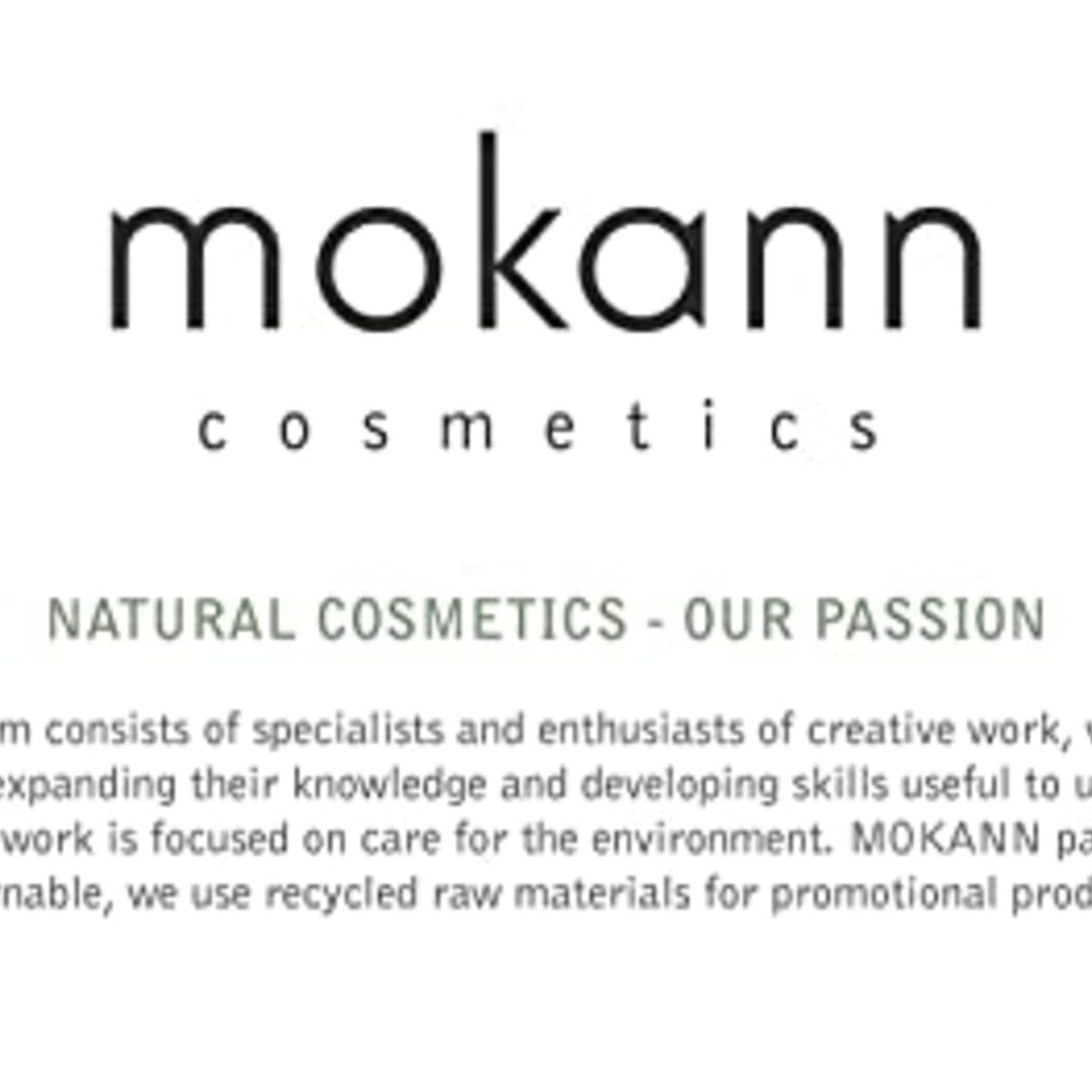 Mokann cosmetics logo with black text on white background and "cosmetics" text below the brand name.