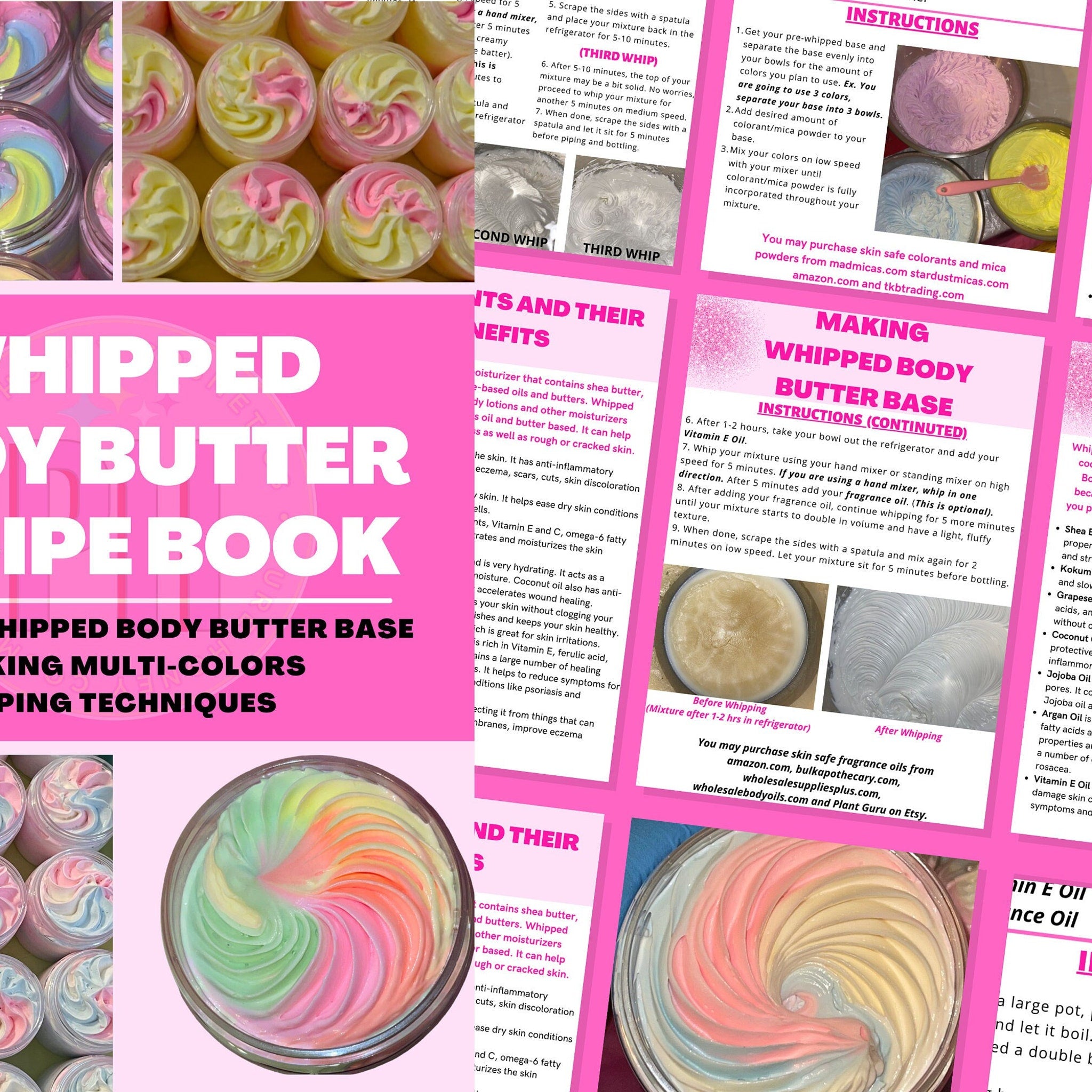 Main product view of Whipped Body Butter Recipe Book How to Make Pipe  Store with Fragrance Oil Tips