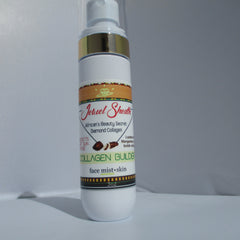 Face mist bottle with white, gold, and brown label, Jewel Sheath brand