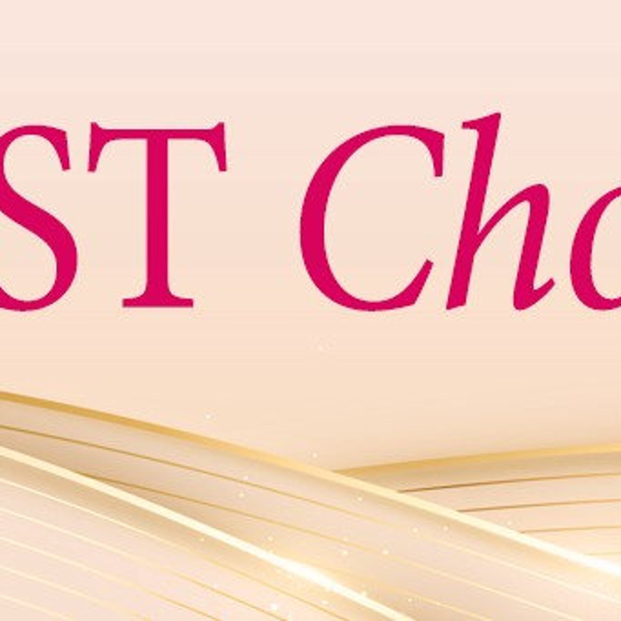 Text graphic with pink text on a light beige background, with gold lines