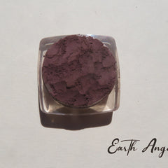 Earth Angel loose mineral eyeshadow in super dark muted purple with matte finish, vegan and cruelty-free.