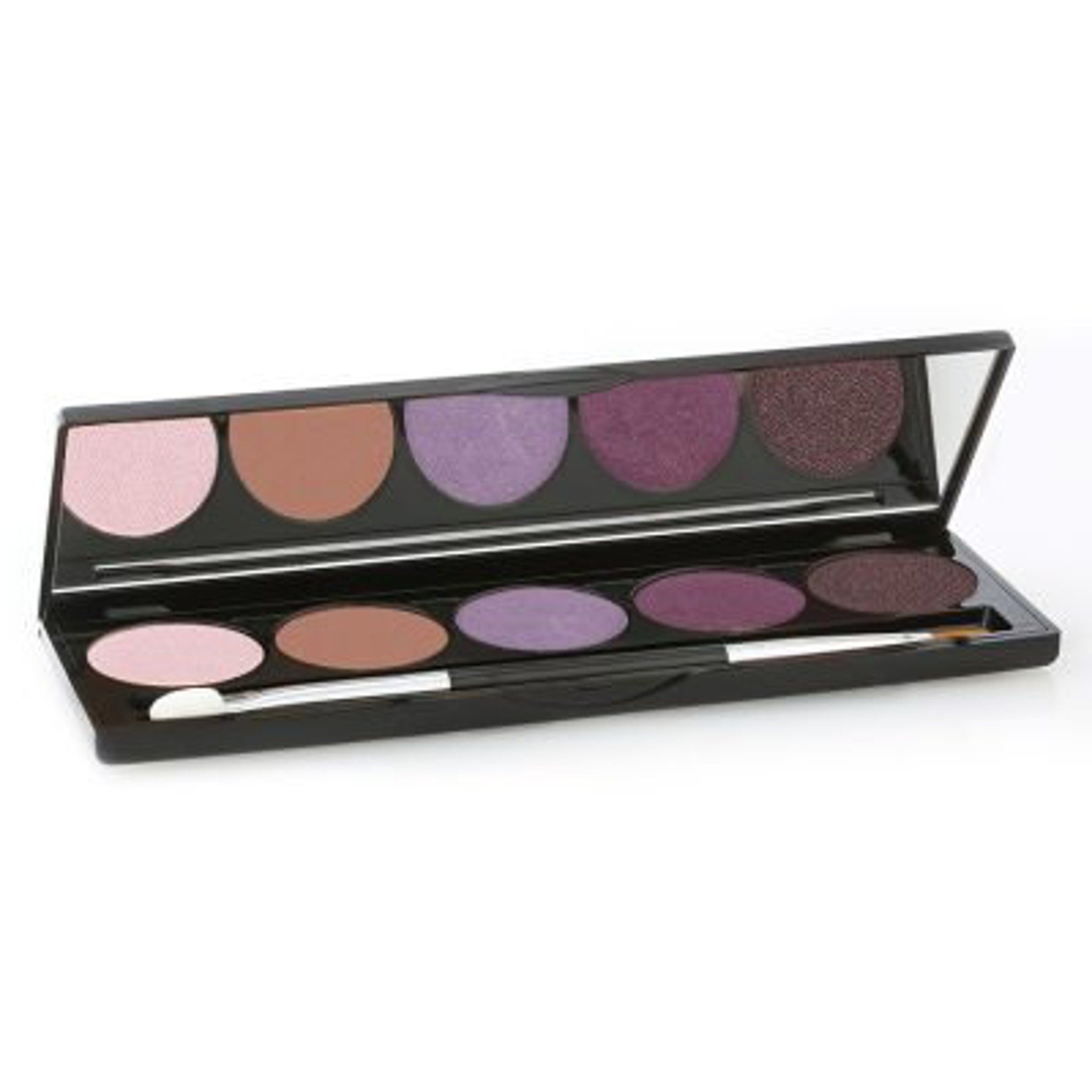 Open Vivid Spectrum palette displaying 12 vibrant matte and shimmer eye shadow shades in a sleek black case