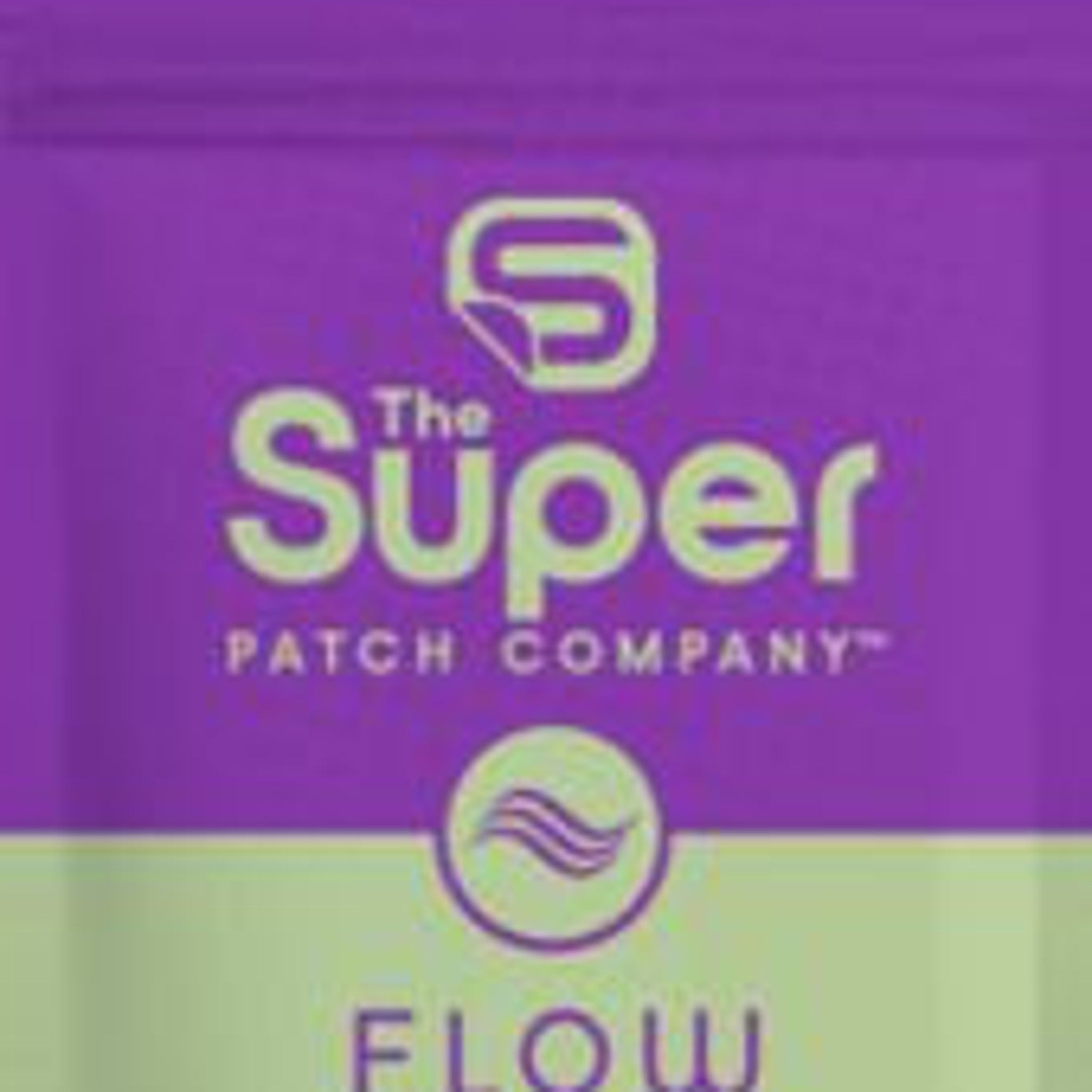 The Super Patch Company logo on purple and green background with text and symbol