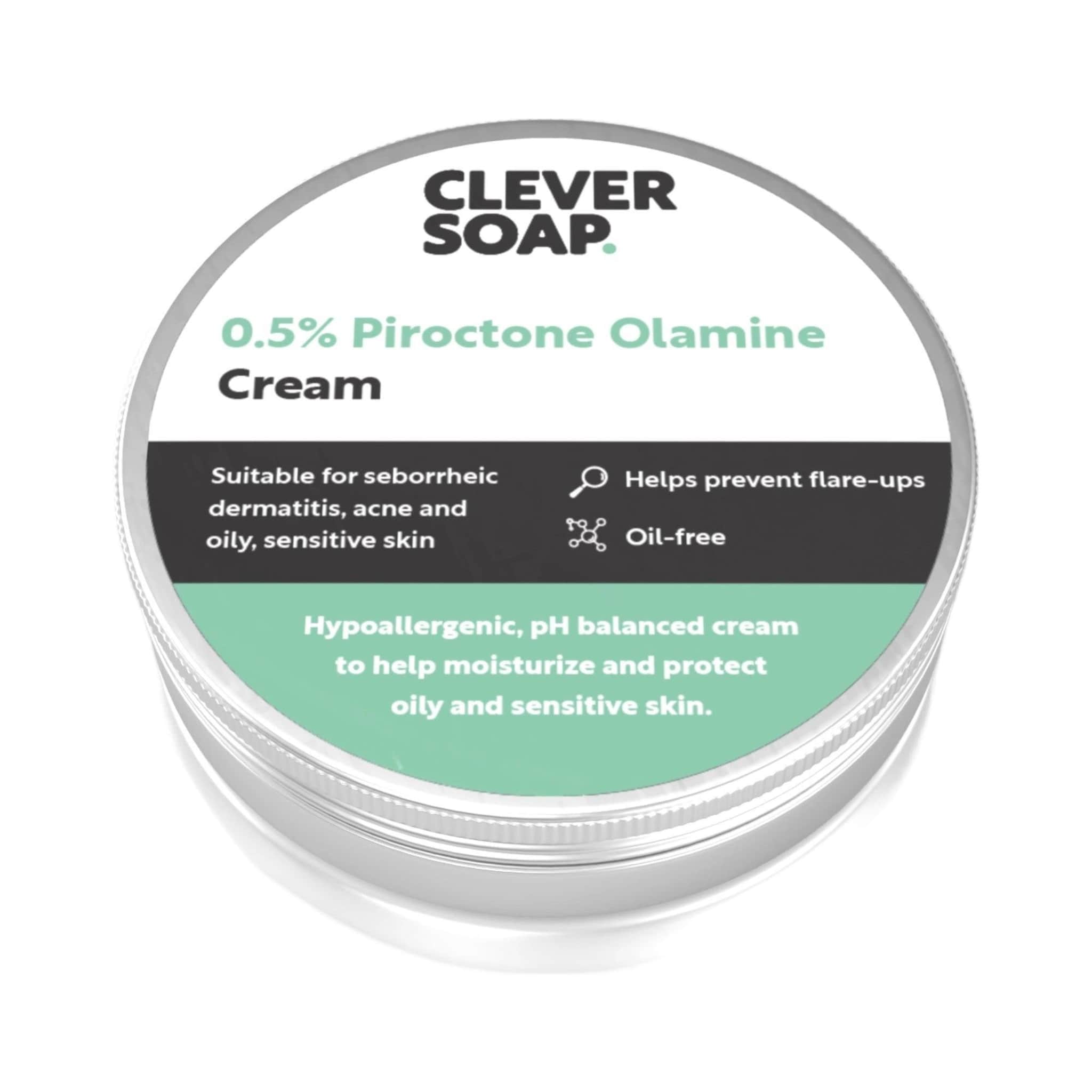 Face moisturizer cream in a silver metal container with Clever Soap branding and green text