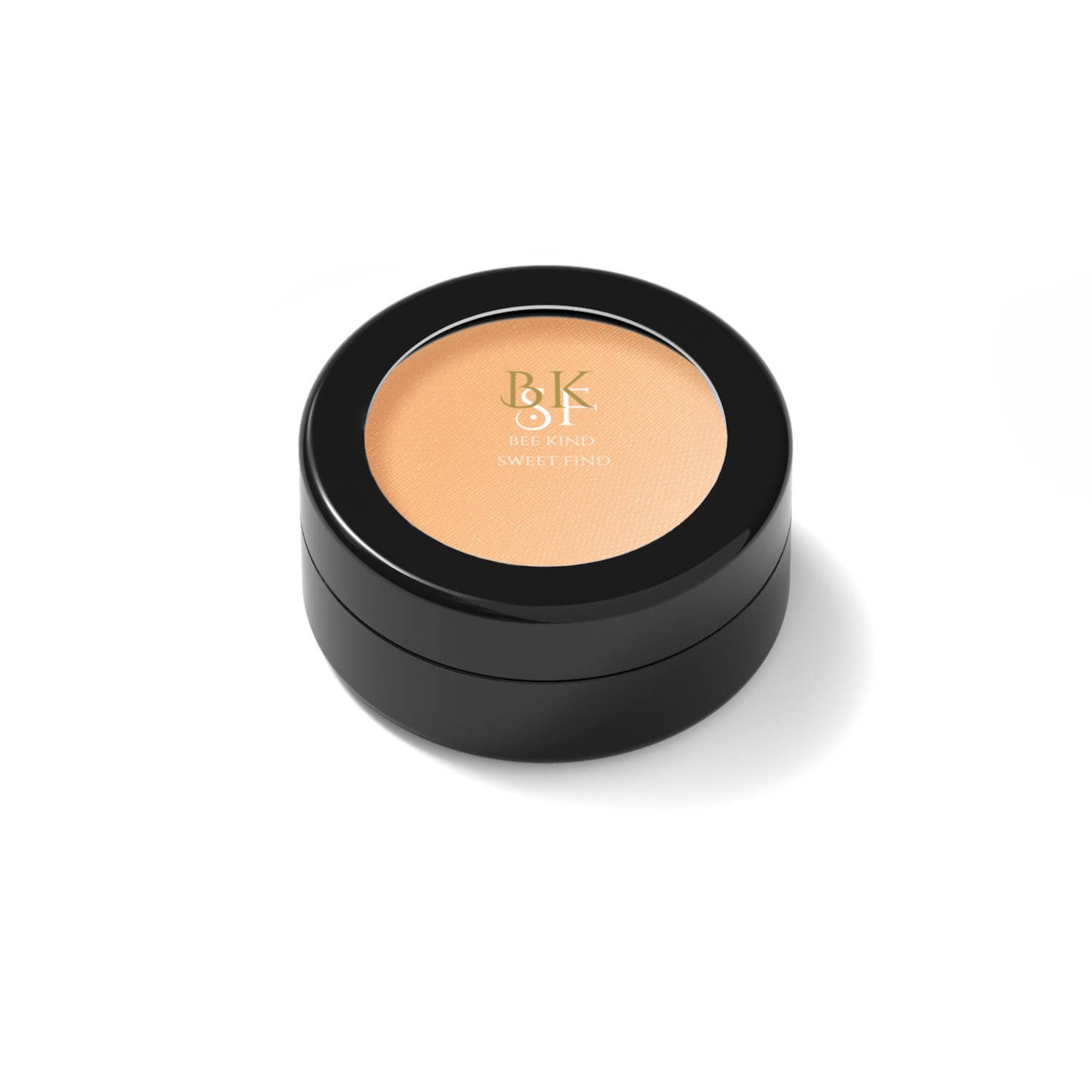 Compact powder with light beige color, black container, and BKSF brand text visible