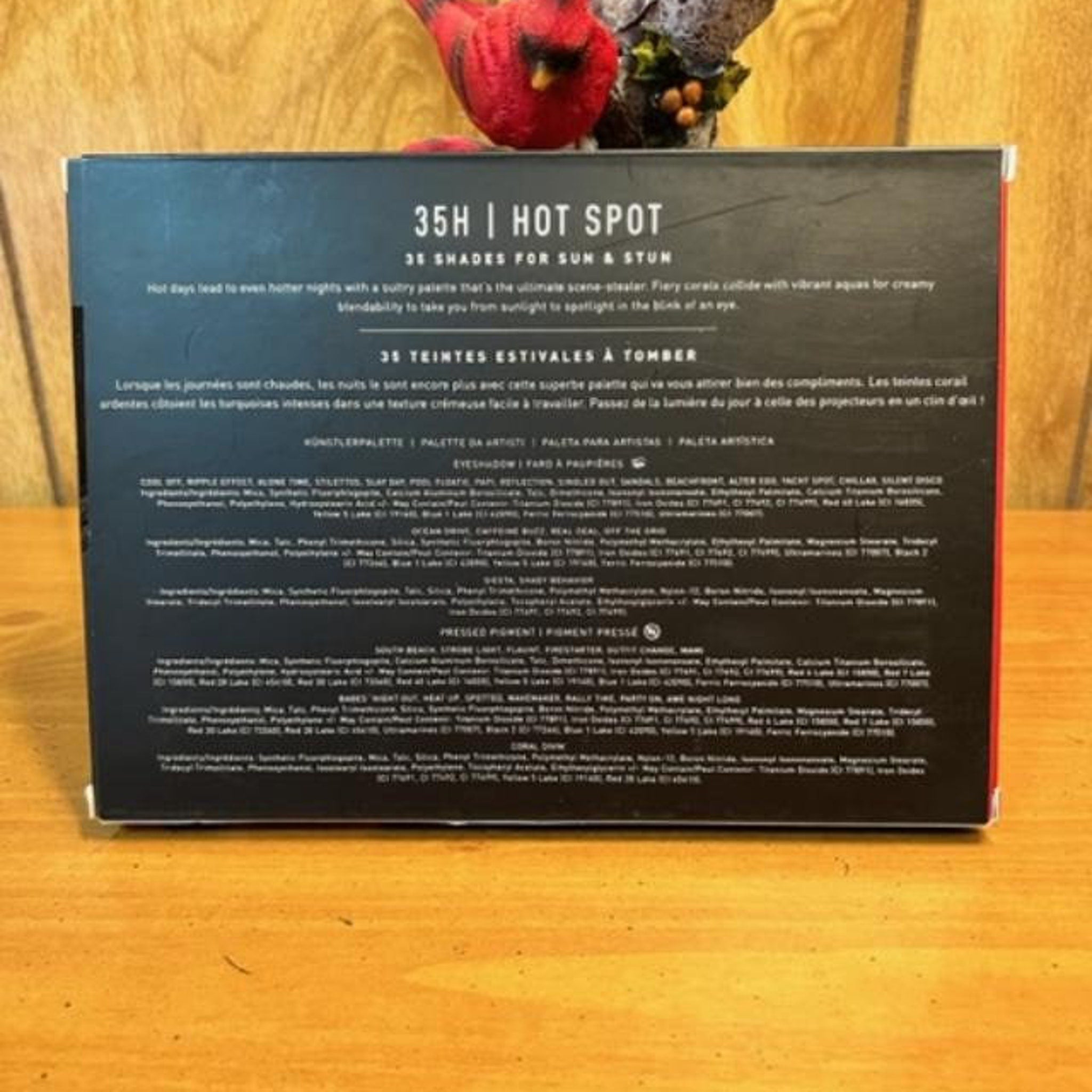 Eyeshadow palette with black box, white text, and "35H HOT SPOT" branding