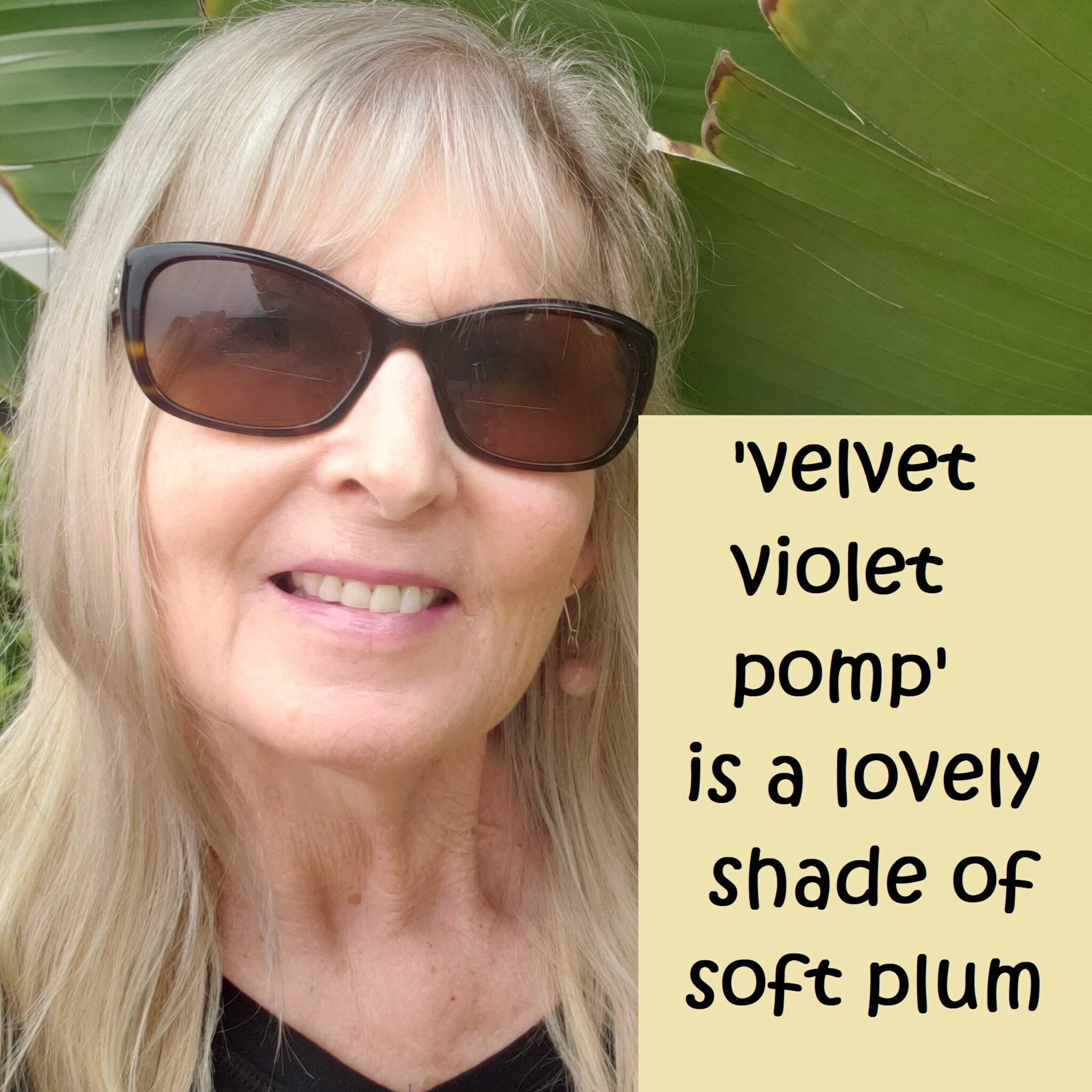Sunglasses with brown frames, blonde hair, and green background in natural light