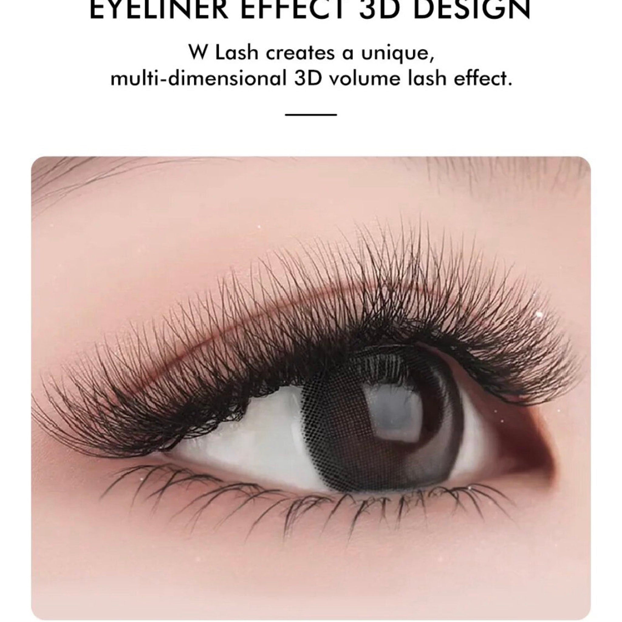 Eyelash extensions with black lashes, eye, and skin background for volume effect