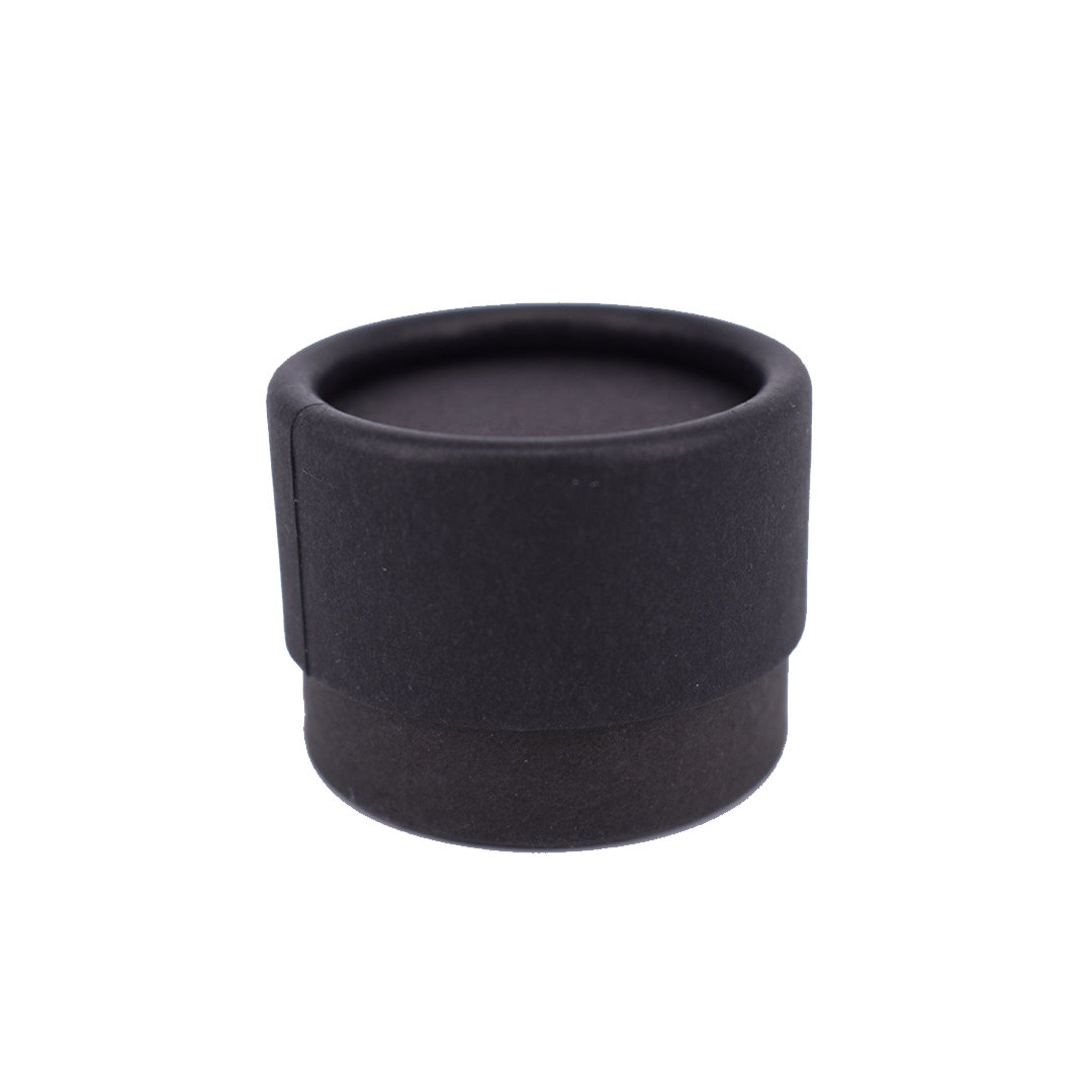 Cosmetic pot, black cardboard, cylindrical shape, for makeup storage