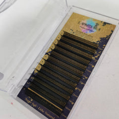 Eyelash extensions in black and gold color with LAPHITSARA branding in clear case