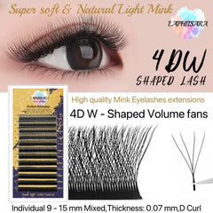 Eyelash extensions black mink hair 4D W shaped LAPHITSARA lashes for eye makeup