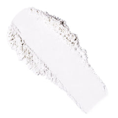 White powder swatch with textured edges and smooth center, isolated on white background