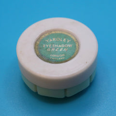 Yardley eye shadow green compact with white and green sections, and gold text label