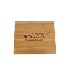 Magnetic bamboo eyeshadow palette with six vibrant matte and shimmer shades in warm earthy tones