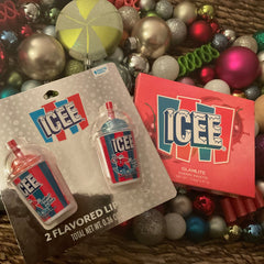 Glamlite ICEE Cherry Eyeshadow Palette featuring vibrant pink and red shades with matching glossy lip gloss