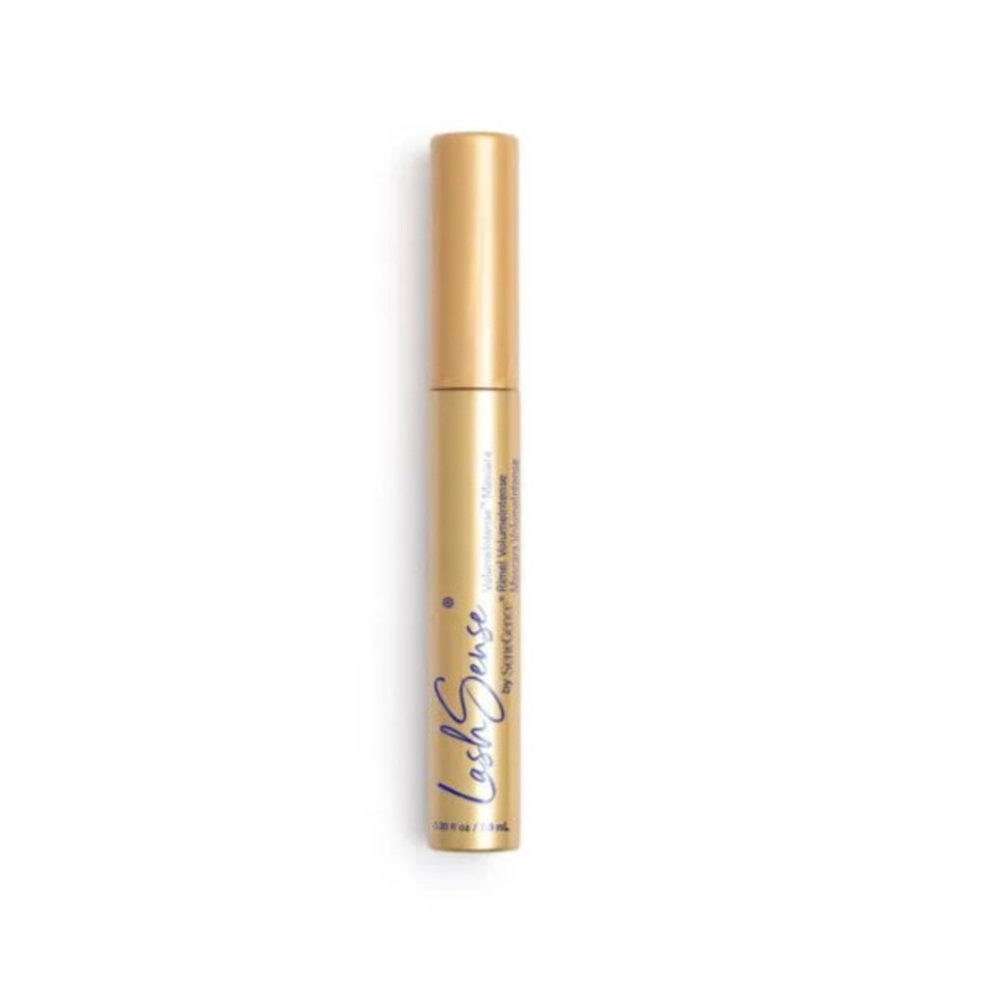 Mascara tube, gold metallic tube, LashSense brand name in blue script