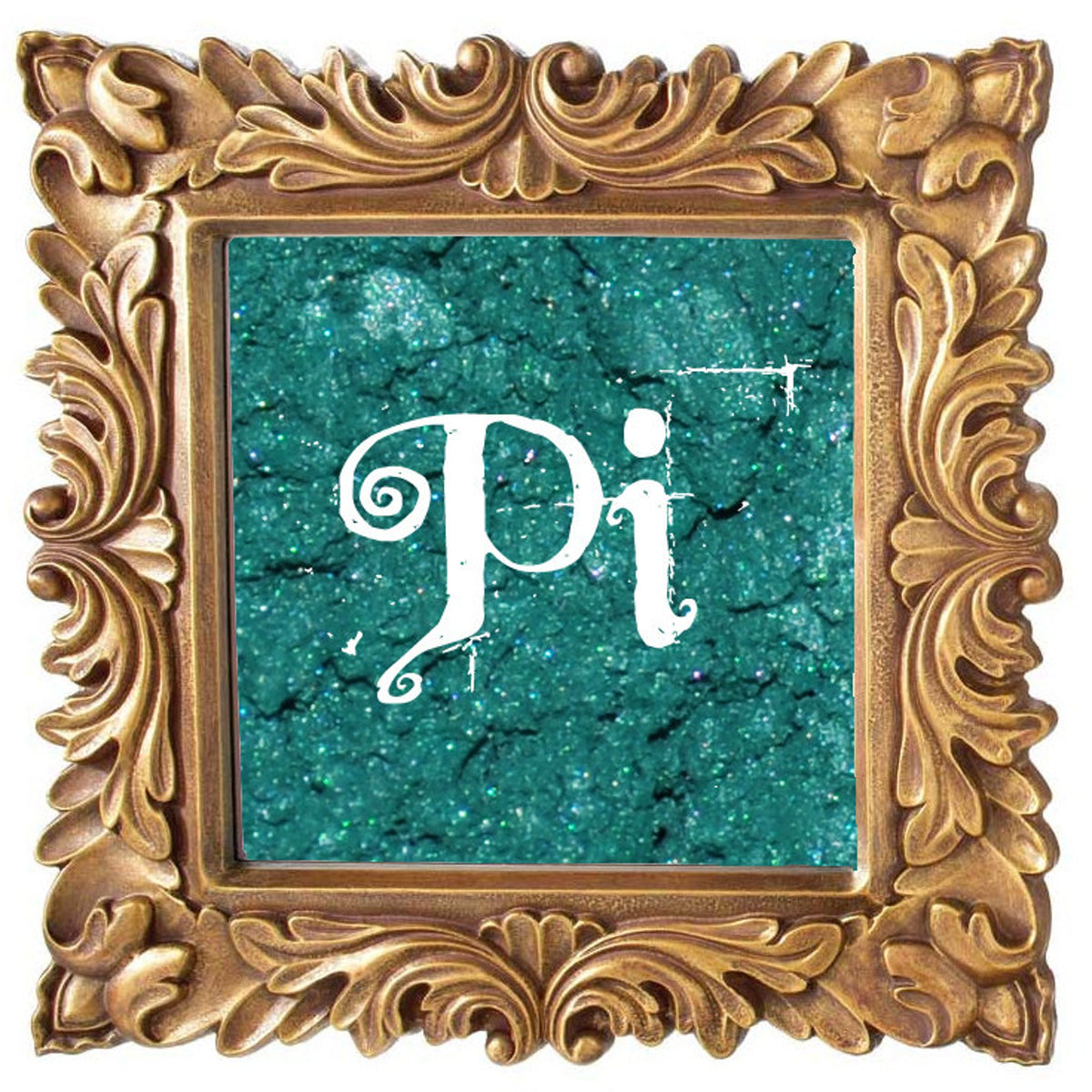 Small glass jar with sifter lid containing pigmented mineral eye shadow in a rich, velvety powder texture