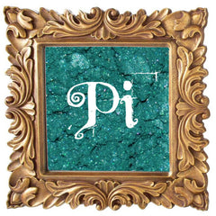 Small glass jar with sifter lid containing pigmented mineral eye shadow in a rich, velvety powder texture