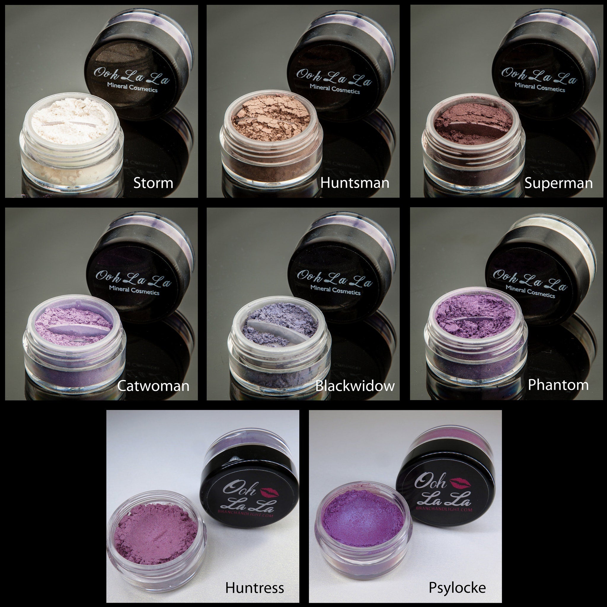 Side view of round 10g jar with mineral eye shadow, showcasing natural vegan powder texture and subtle shimmer flecks