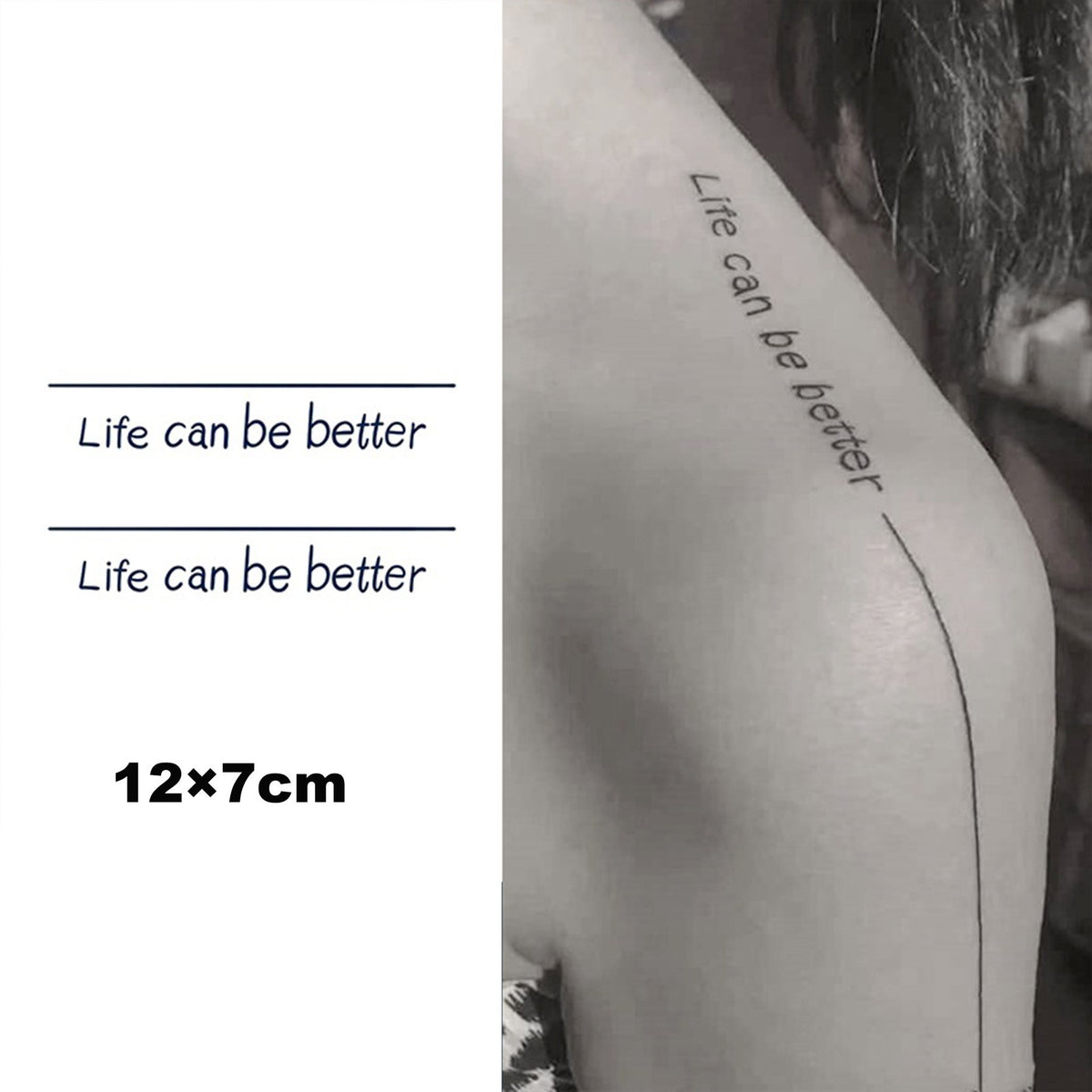 Main product view of 2-Pack Skin-Safe Temporary Tattoos  Straight Line Design 120mm x 70mm