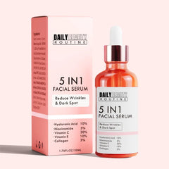 Amber glass dropper bottle of vitamin C serum with gold cap and minimalist label
