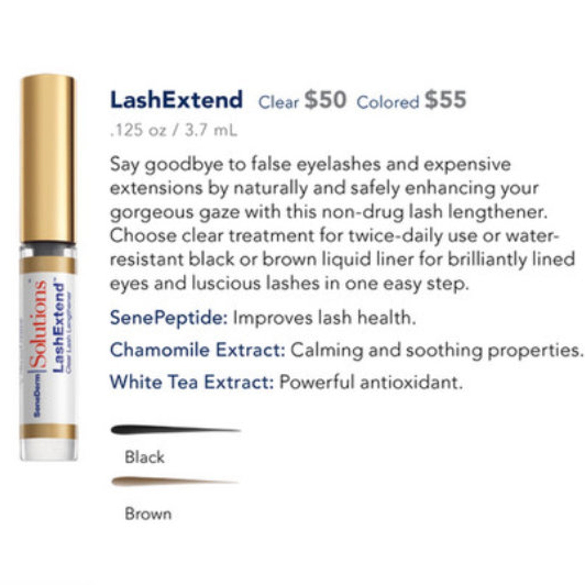 Lash lengthener product with gold cap, white label, and LashExtend brand name visible