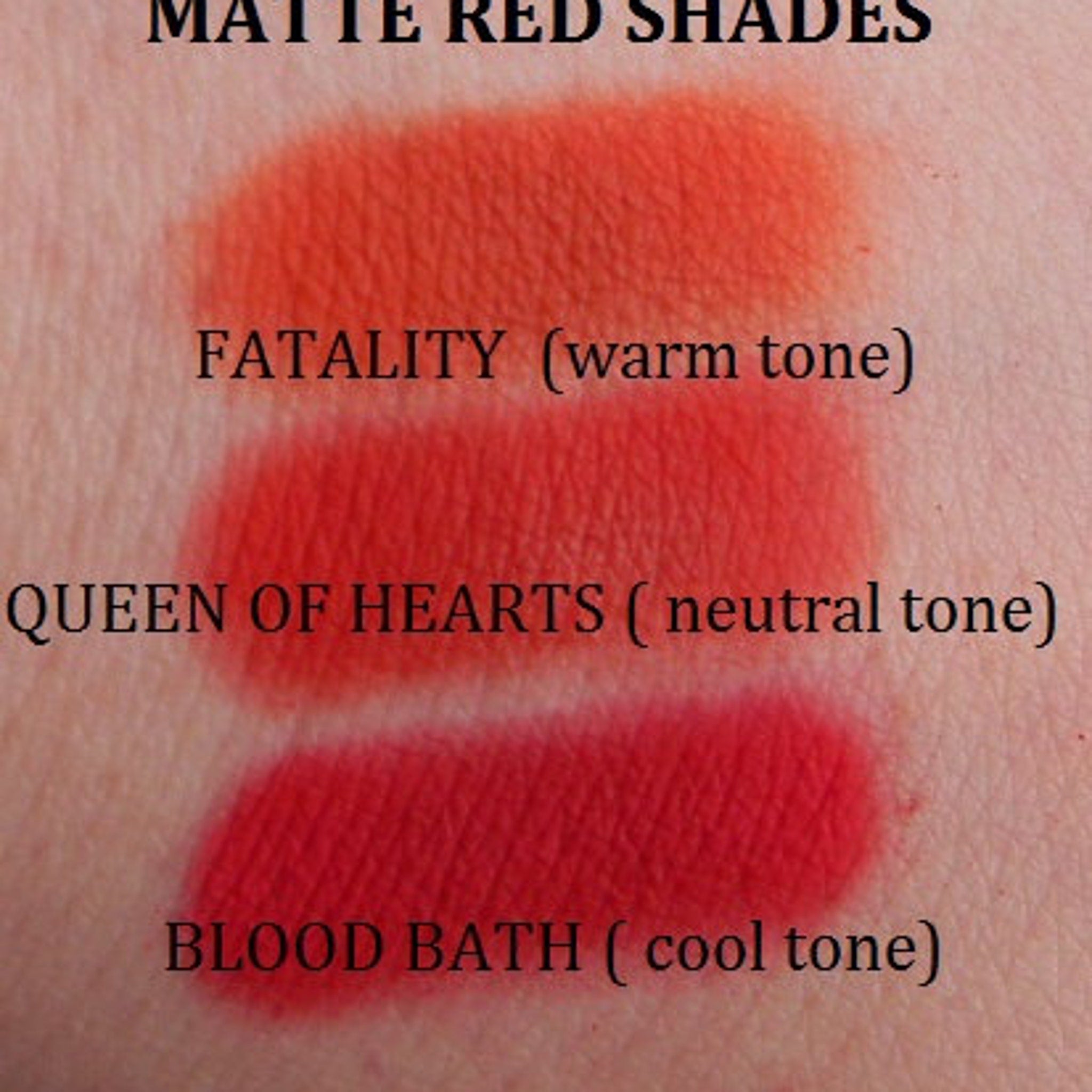 Close-up of matte red eyeshadow pan showing rich pigment texture and smooth application surface