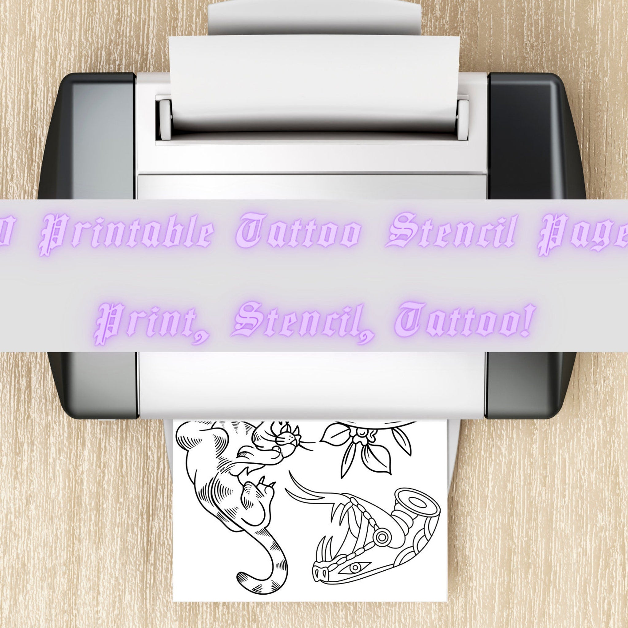 Additional view of 10 Printable Tattoo Stencil Pages for Skin Art Transformation