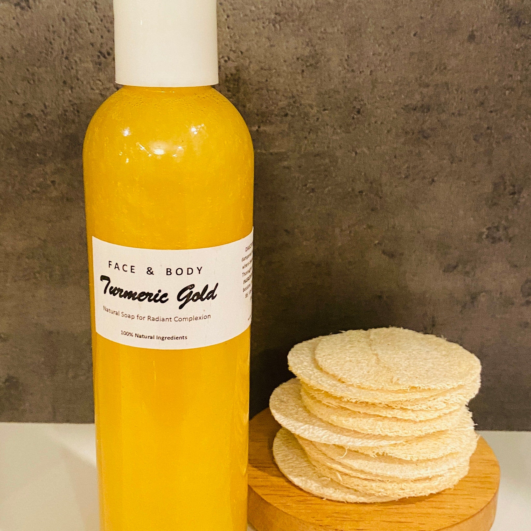 Additional view of Turmeric Glow Liquid Soap 100 Natural Vegan Face  Body Cleanser with Loofah